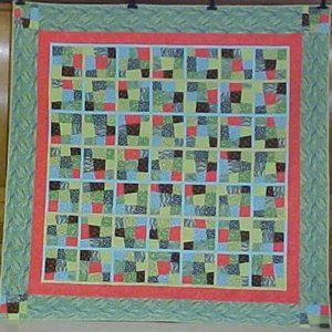 Quilt King Size Aqua Lime Brown 101 x 102